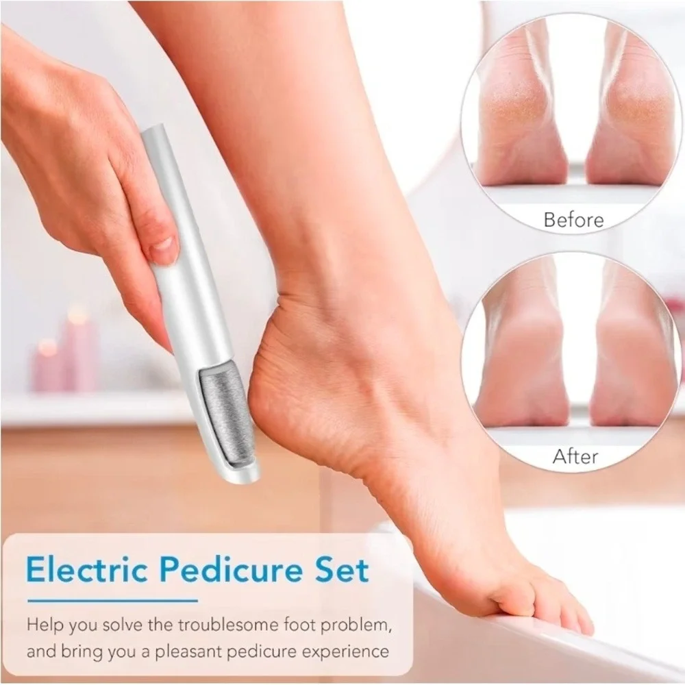 Electric Callus Remover Kit Cordless 3-Speed‎ Rechargeable Foot Scrubber